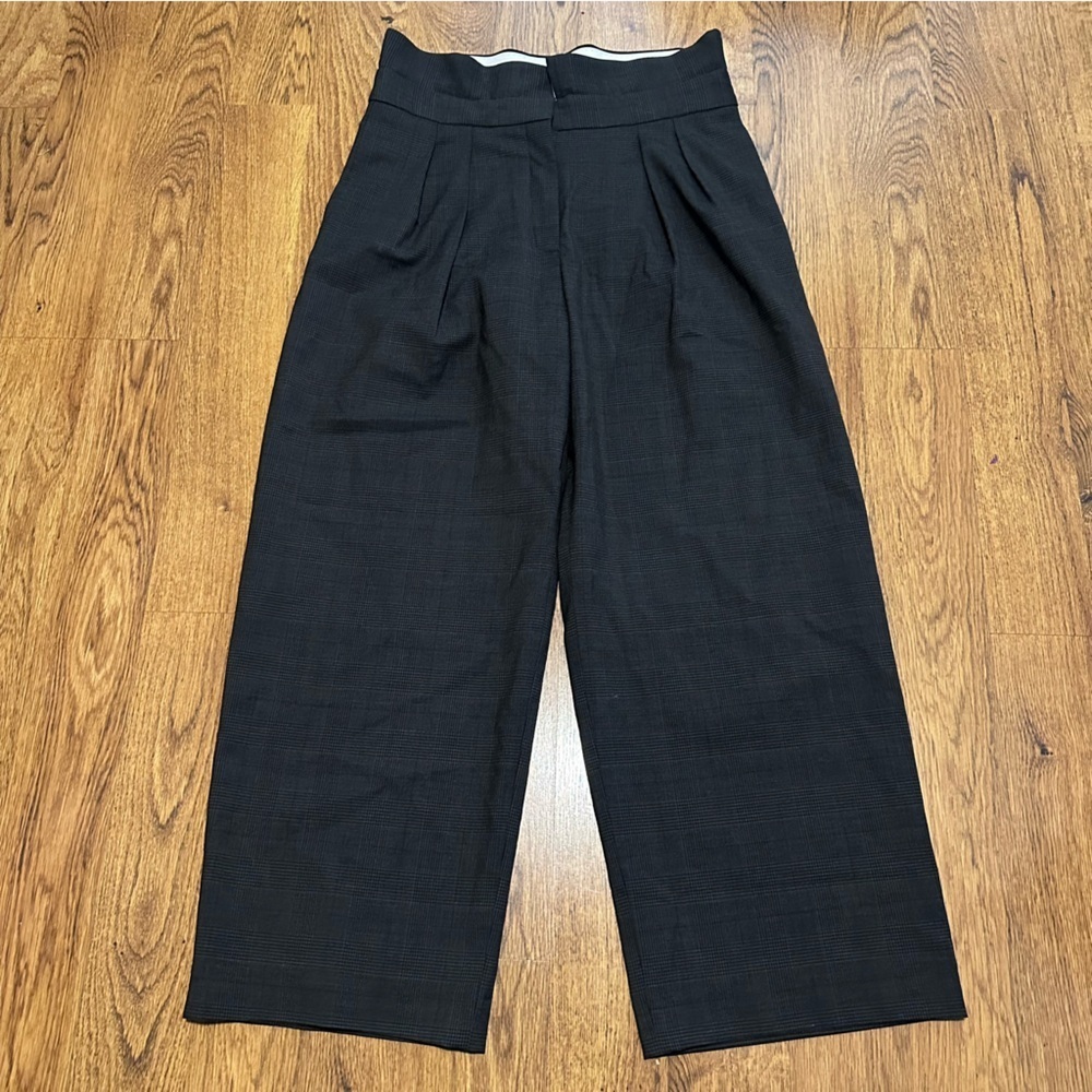 Babaton Charcoal Dress pleated wide leg dressy Pants 8 wool blend semi lined